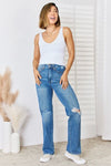 Judy Blue High Waist Distressed Straight-Leg Jeans (Online Exclusive)