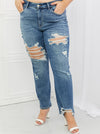 Judy Blue Bella MR Distressed Straight Jeans (Online Exclusive)
