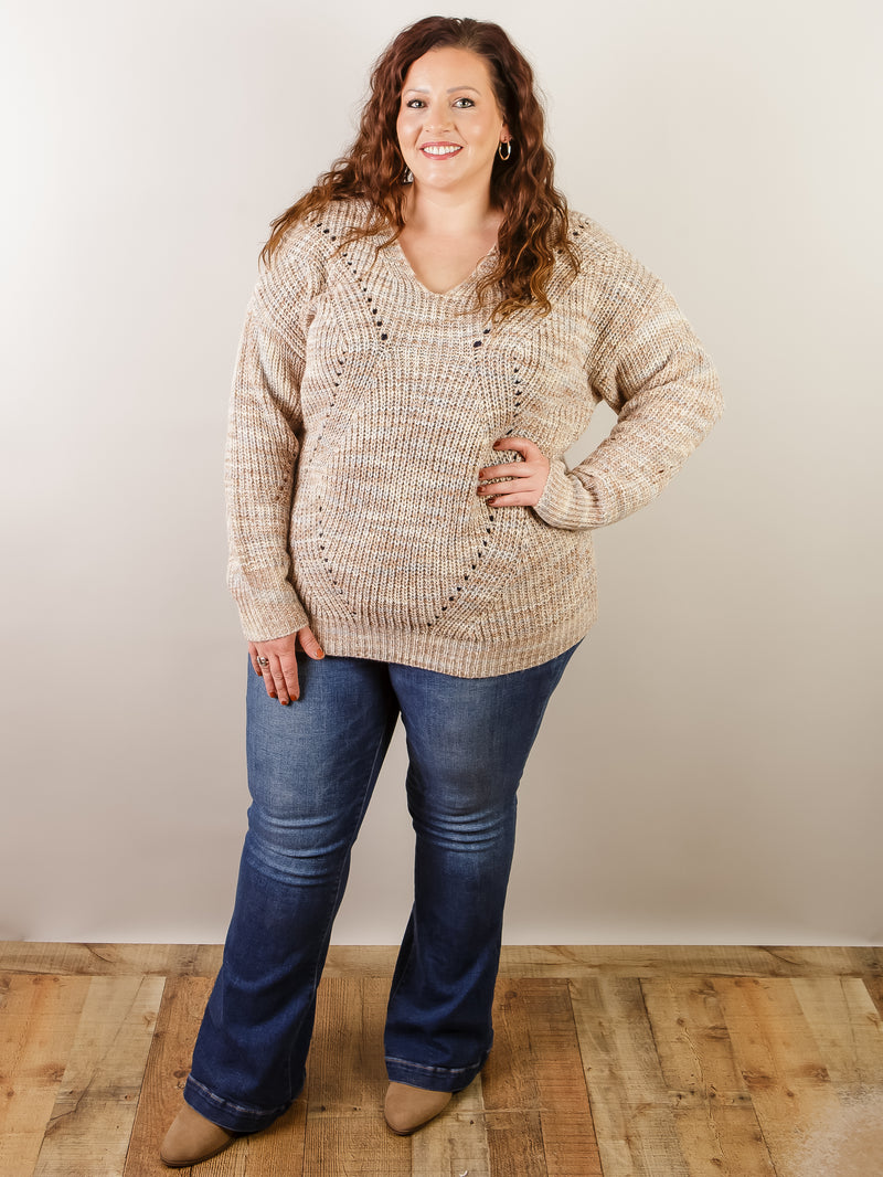 Curvy Knit Marbled Sweater