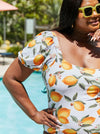 Adult Marina West Swim Salty Air Puff Sleeve One-Piece in Citrus Orange (Online Exclusive)