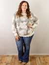 Curvy Cream with Grey Print Sweater