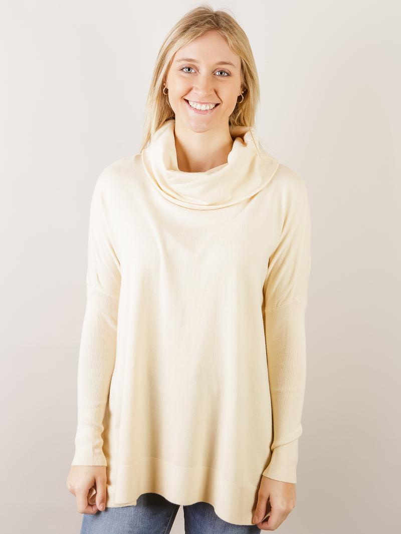 Ivory Cowl Neck Loose Fit Sweater