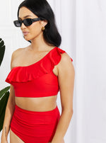 Marina West Swim Seaside Romance Ruffle One-Shoulder Bikini in Red (Online Exclusive)