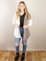 White and Grey Corduroy Shacket