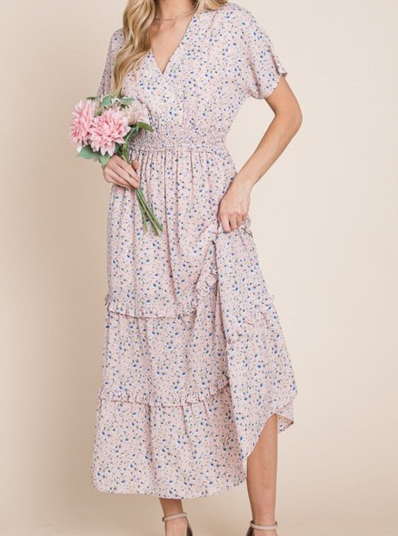 Sweet Talk Kimono Sleeve Maxi Dress in Blush Pink (Online Exclusive)