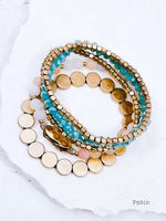 5 Strand Bead and Stone Bracelet (Multiple Colors)