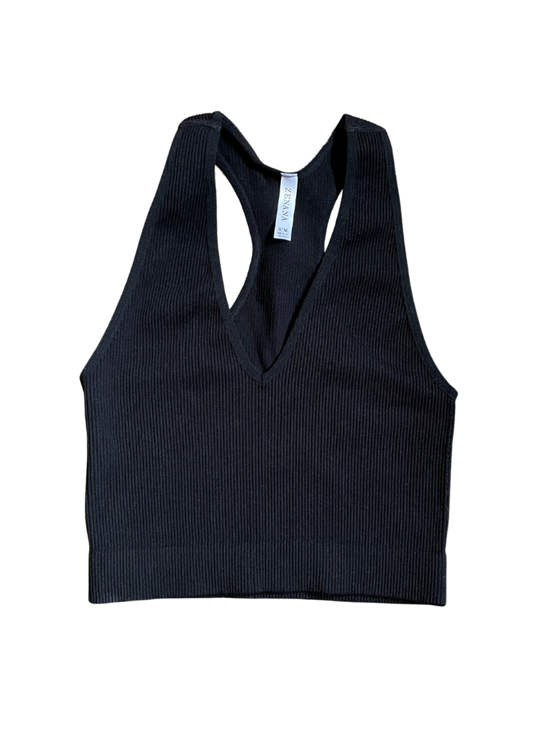 Washed Ribbed Racerback Bralette (Multiple Colors)