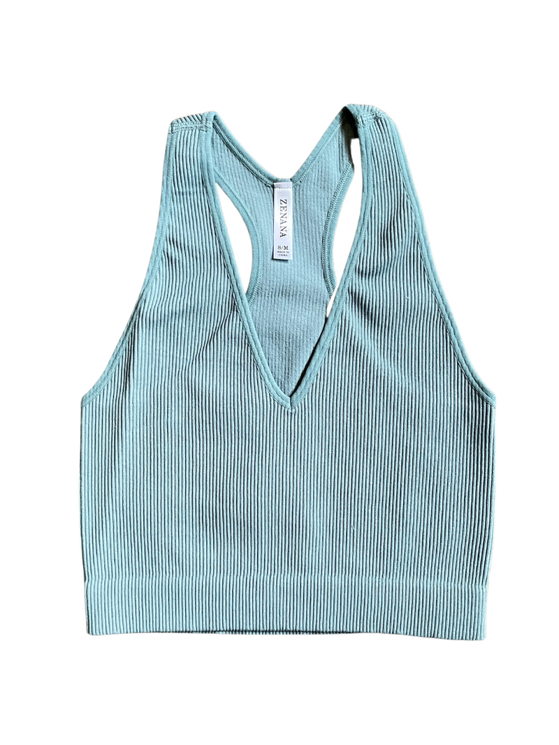 Washed Ribbed Racerback Bralette (Multiple Colors)