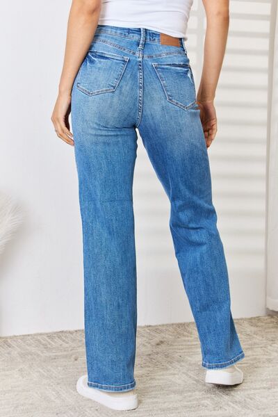 Judy Blue High Waist Distressed Straight-Leg Jeans (Online Exclusive)