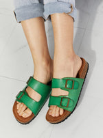 Green Double Banded Slide Sandals (Online Exclusive)