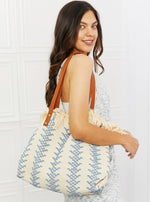Fame Day Dreamer Weaved Fringe Tote Bag in Blue (Online Exclusive)