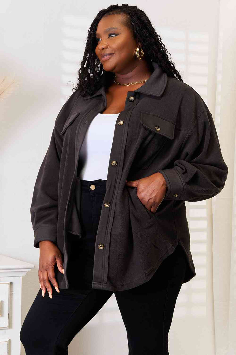Charcoal Cozy Girl Button Down Shacket (Online Exclusive)