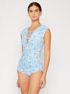 Adult Marina West Swim Bring Me Flowers V-Neck One Piece Swimsuit In Thistle Blue (Online Exclusive)