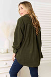 Army Green Cozy Girl Button Down Shacket (Online Exclusive)