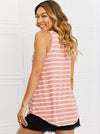 Coral Striped Sleeveless Knit Striped Top (Online Exclusive)