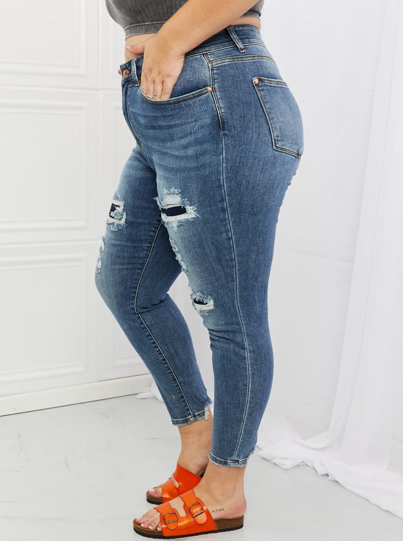 Judy Blue Dahlia MR Distressed Patch Jeans (Online Exclusive)