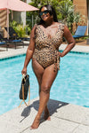 Adult Marina West Swim Full Size Float On Ruffle Faux Wrap One-Piece in Leopard (Online Exclusive)