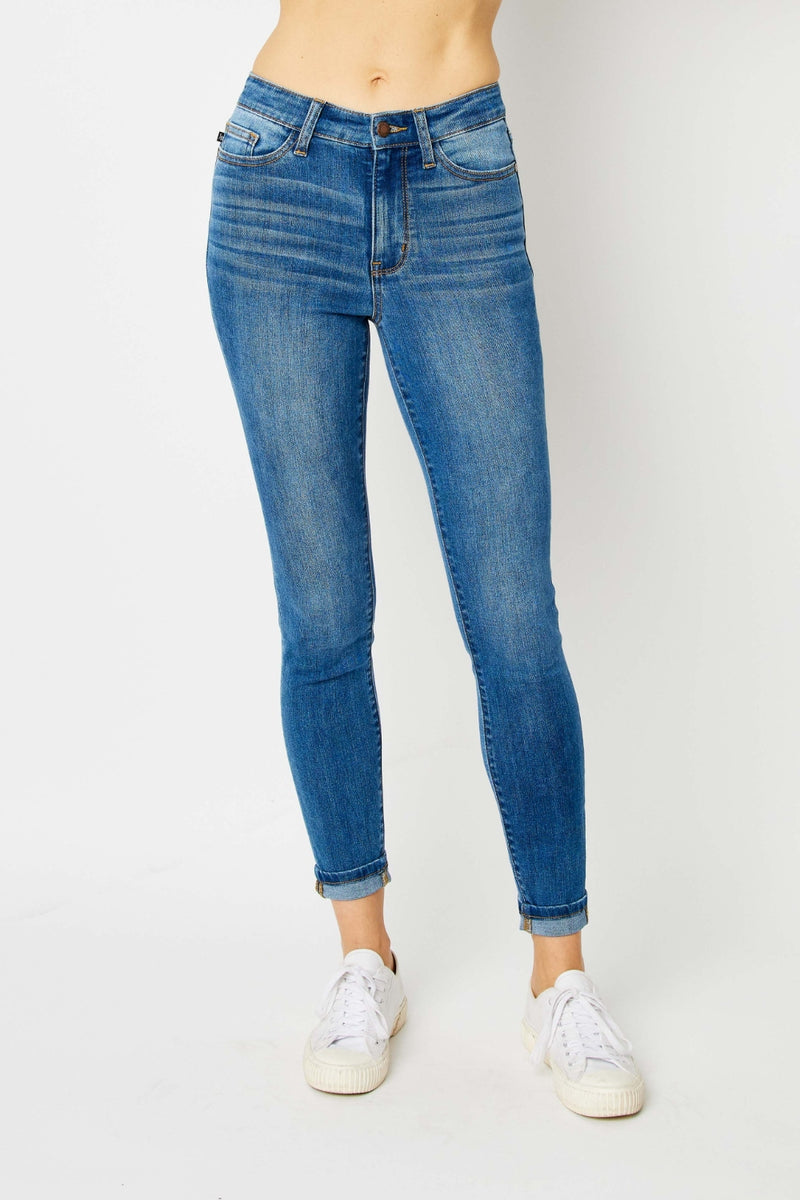 Judy Blue Cuffed Hem Skinny Jeans (Online Exclusive)