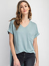 V-Neck Basic High-Low Hem Top (Online Exclusive)