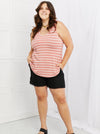 Coral Striped Sleeveless Knit Striped Top (Online Exclusive)
