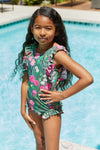 Girls Marina West Swim Bring Me Flowers V-Neck One Piece Swimsuit In Sage (Online Exclusive)
