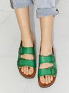 Green Double Banded Slide Sandals (Online Exclusive)